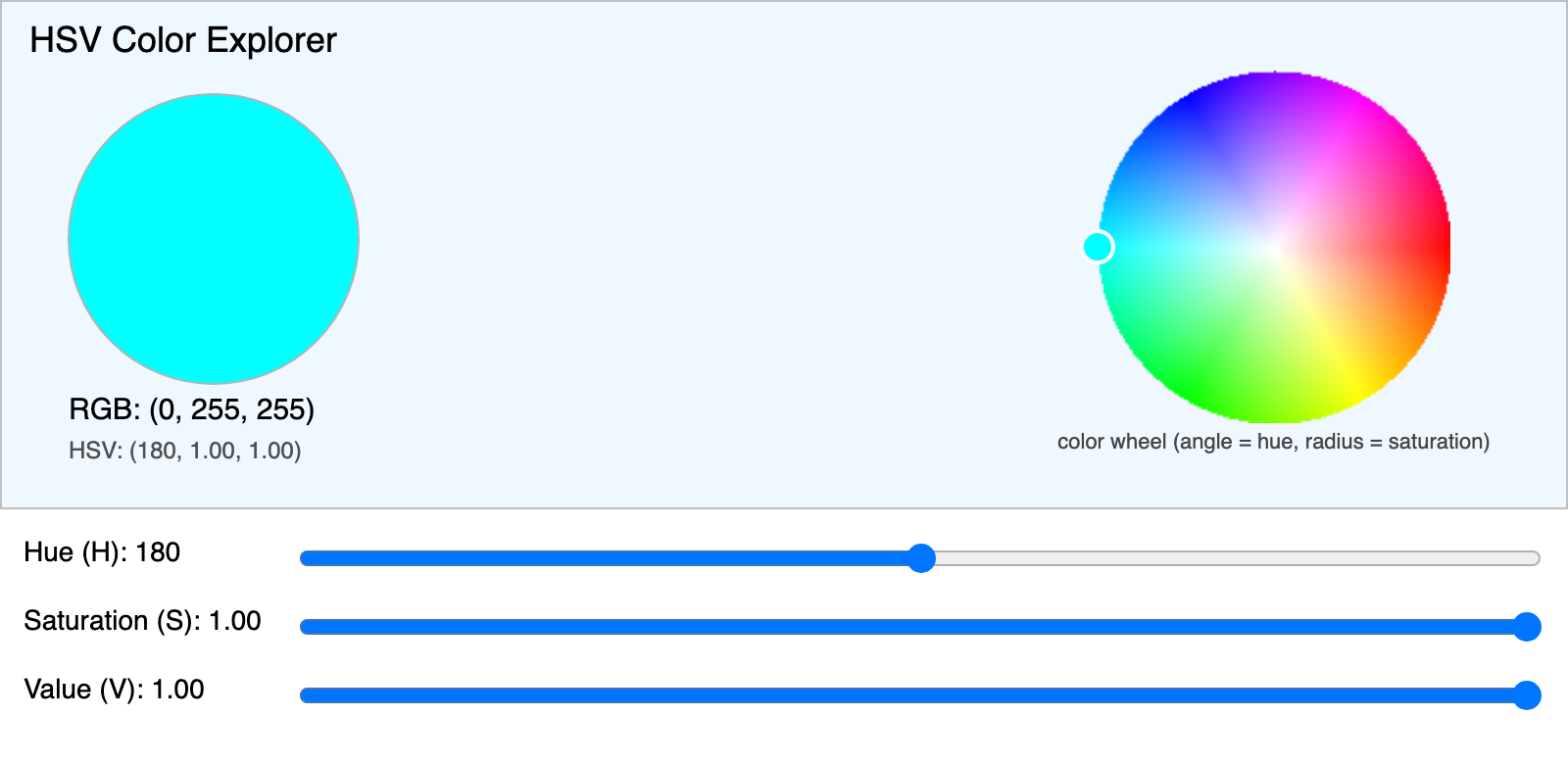 HSV Color Space Explorer