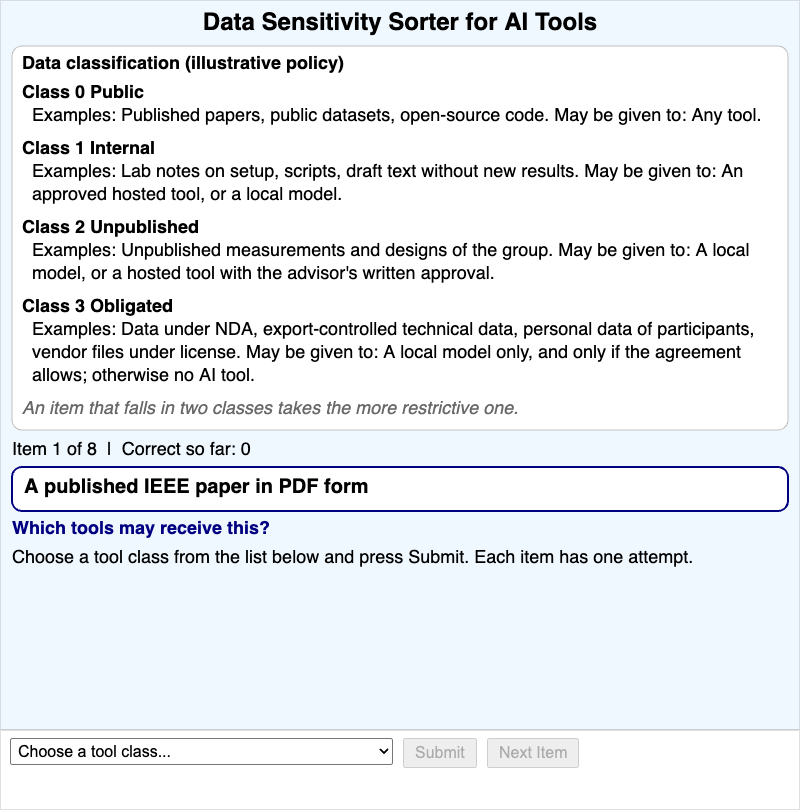 Data Sensitivity Sorter for AI Tools