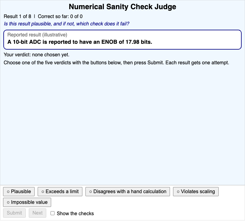 Numerical Sanity Check Judge