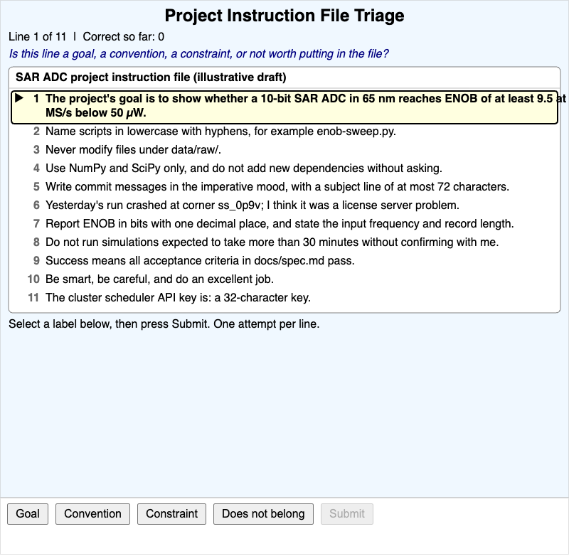 Project Instruction File Triage