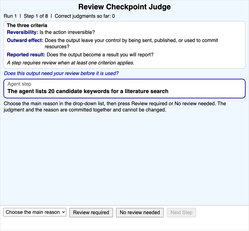 Review Checkpoint Judge