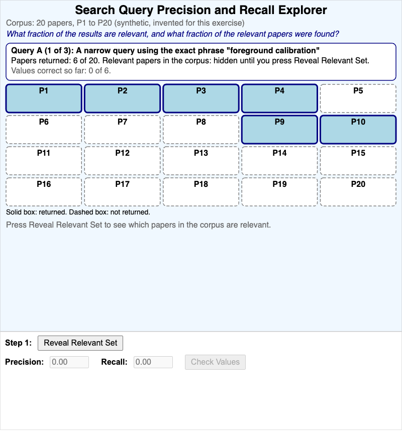 Search Query Precision and Recall Explorer