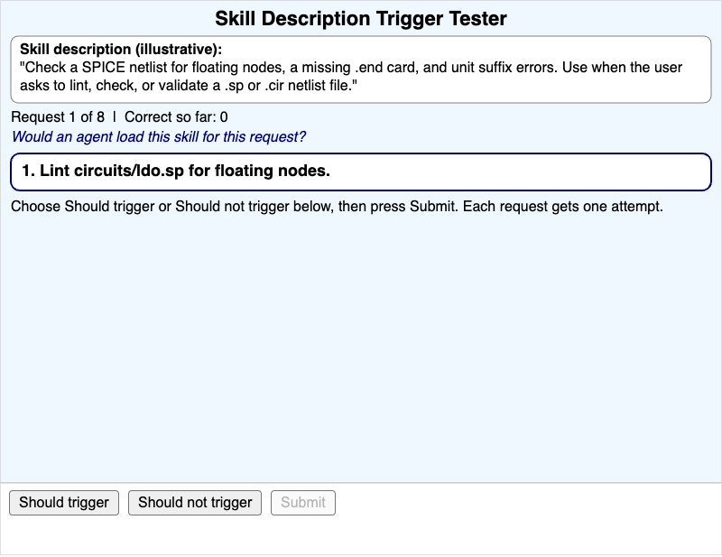 Skill Description Trigger Tester