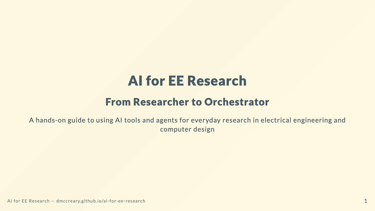 AI for EE Research — Book Overview Deck