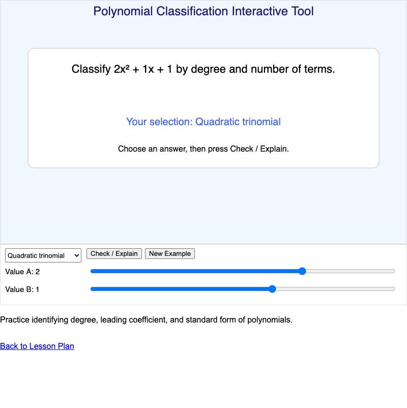 Polynomial Classification Interactive Tool
