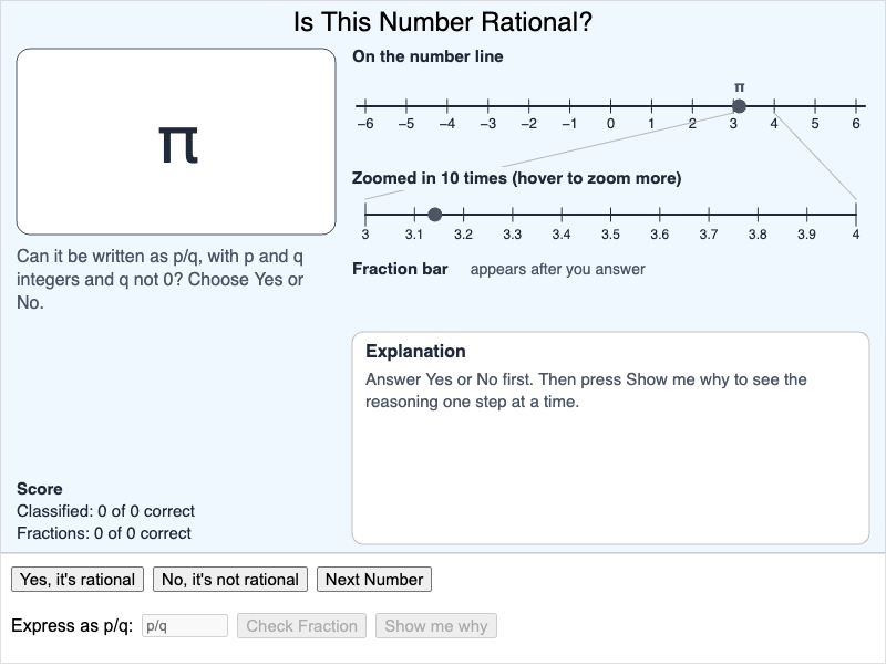Rational Number Classification Interactive