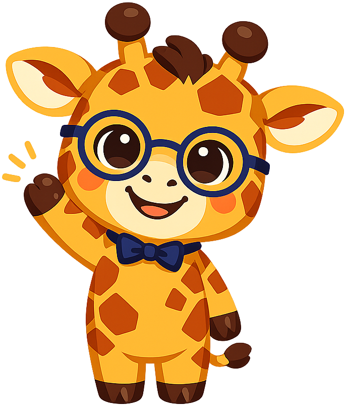 Vista the Giraffe waving welcome