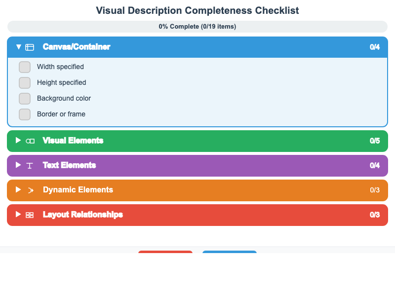 Visual Description Completeness Checklist