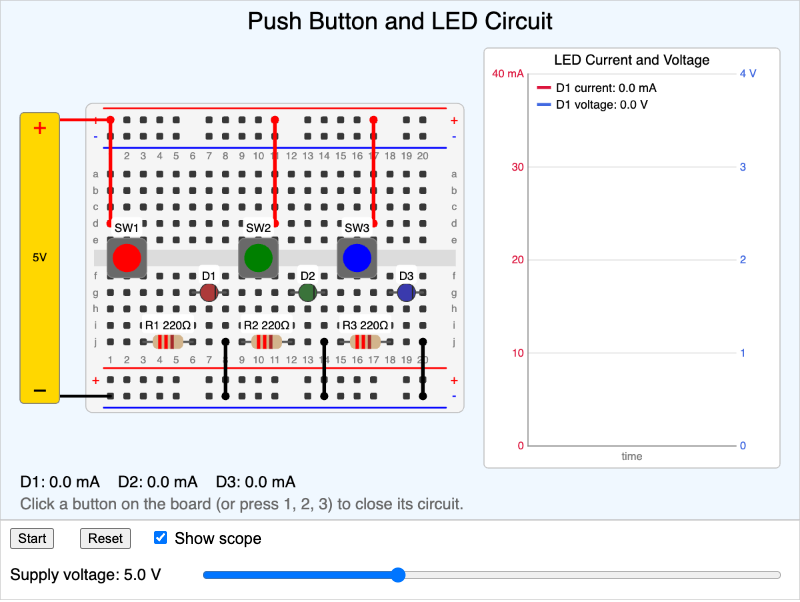 Push Button and LED Circuit
