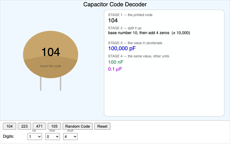 Capacitor Value Code Decoder