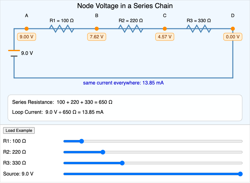 Node Voltage and Series Resistance Chain Builder