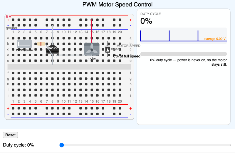 PWM Motor Speed Control Breadboard