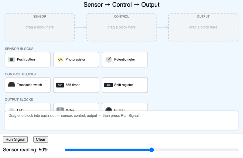 Sensor-Logic-Output Block Diagram Builder