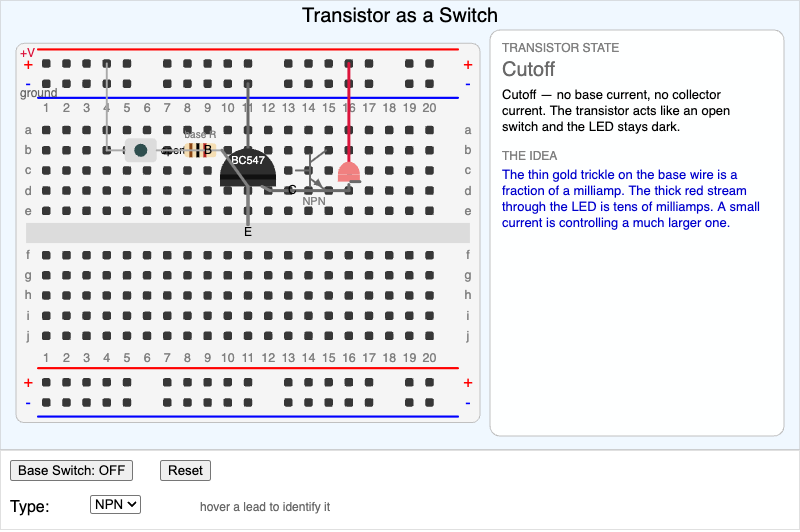 Transistor as a Switch — Breadboard Demo