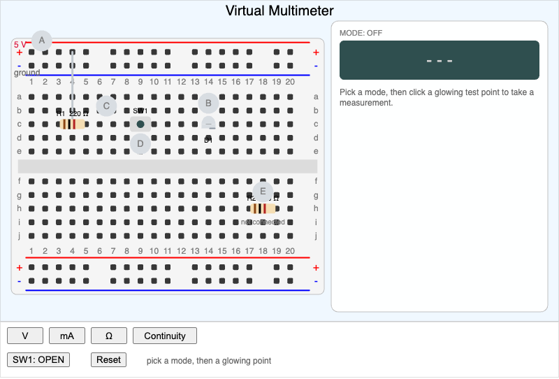 Virtual Multimeter Breadboard