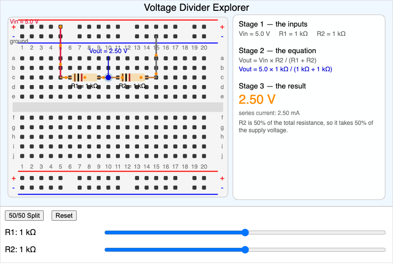 Voltage Divider Circuit Explorer