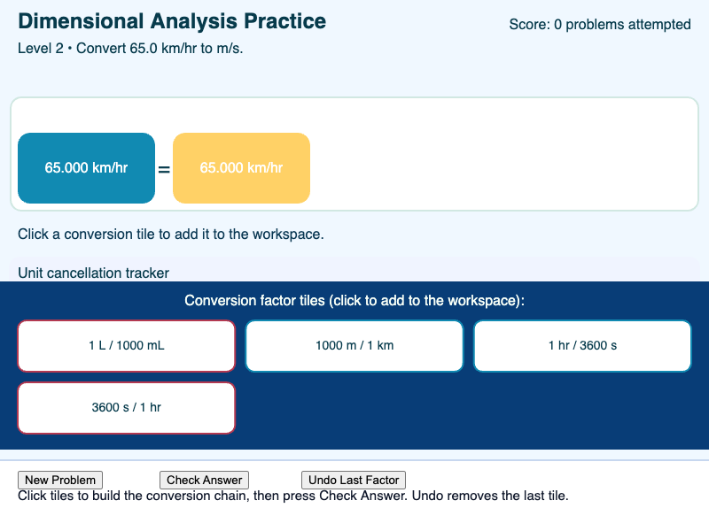 Dimensional Analysis Practice