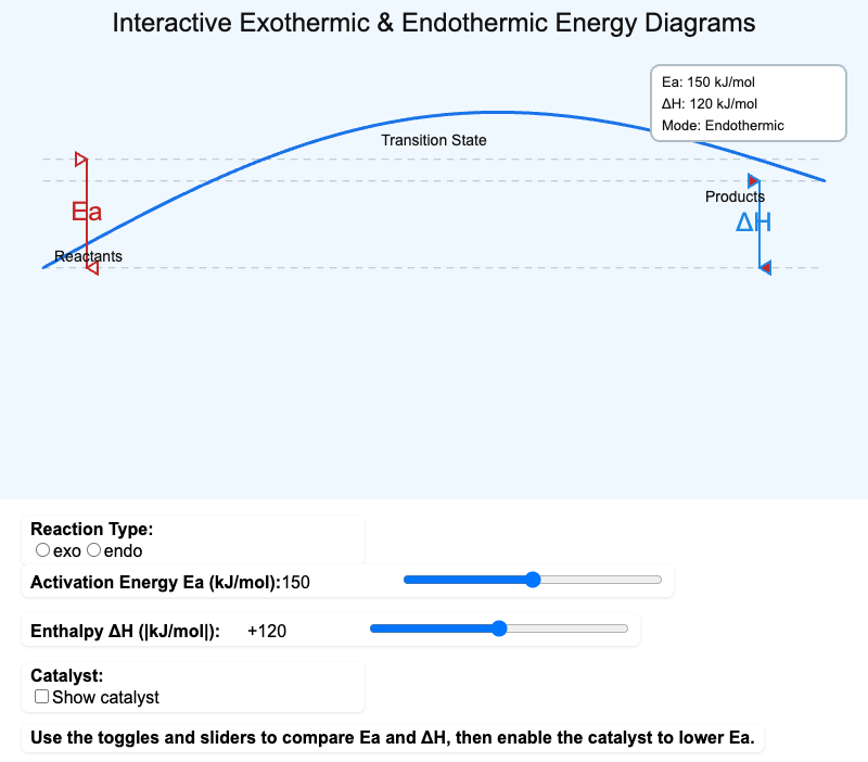 Interactive Exothermic and Endothermic Energy Diagrams