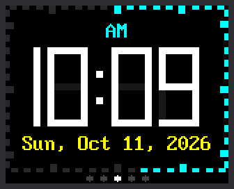 Digital mode: 10:09 in big digits above the date. The third dot is bright.