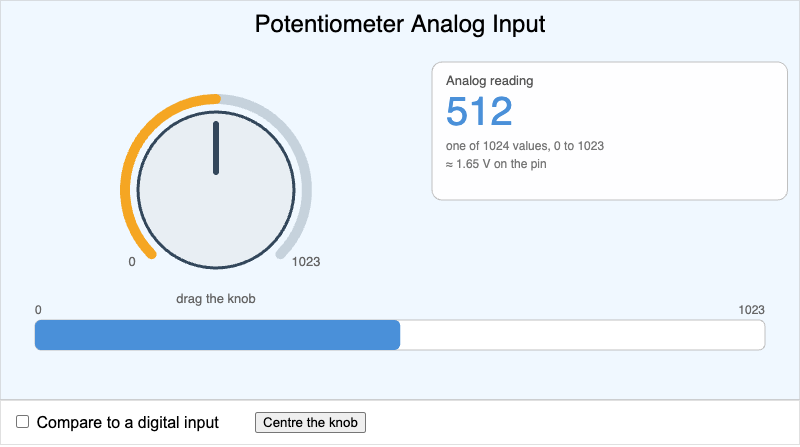 Potentiometer Analog Input Explorer