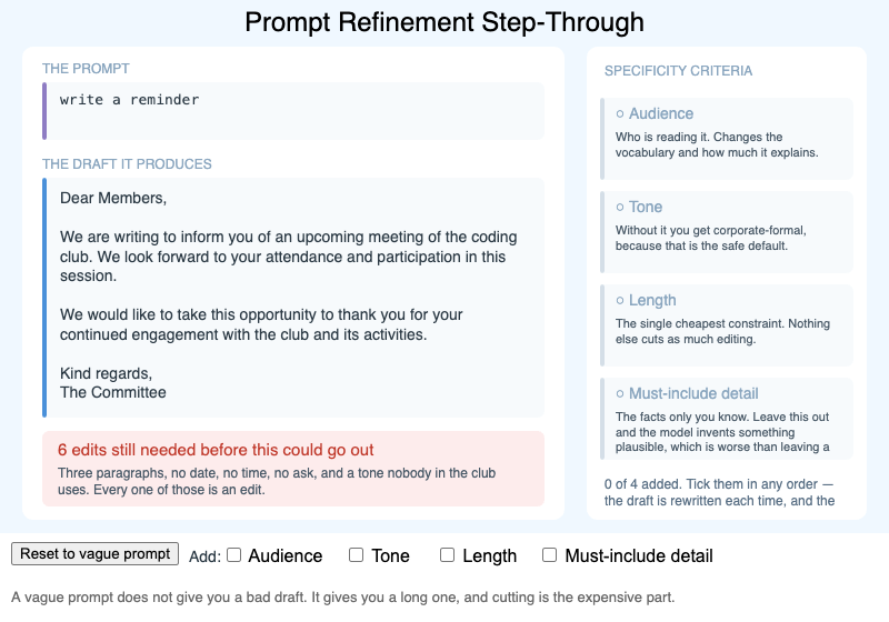 Prompt Refinement Step-Through