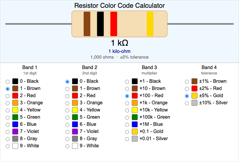 Resistor Color Code Calculator