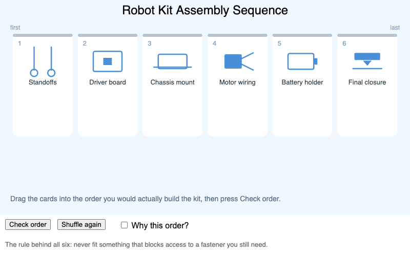 Robot Kit Assembly Sequence