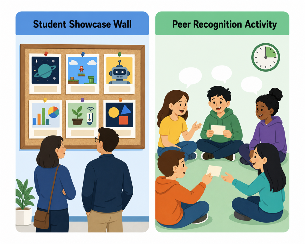 Showcase Wall vs Peer Recognition Activity