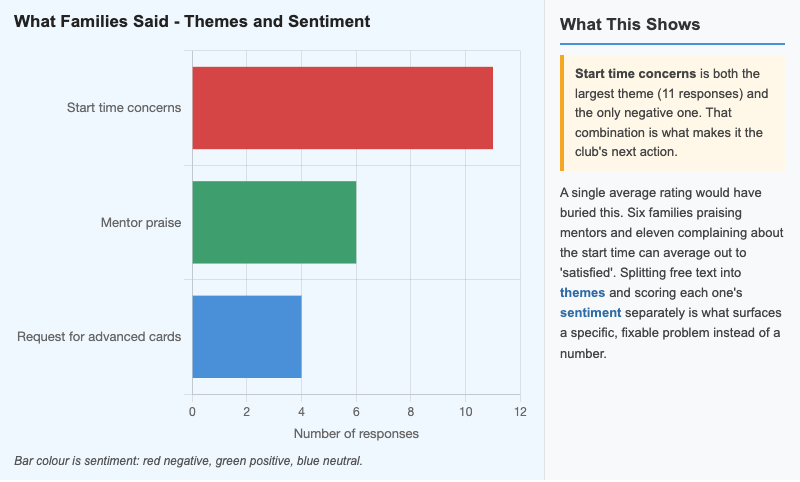 Survey Themes and Sentiment Dashboard