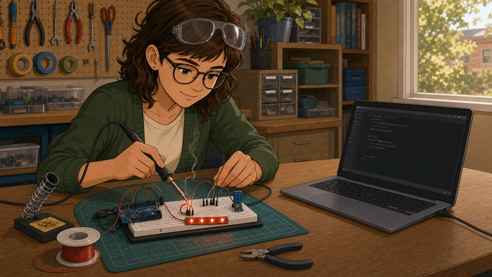 Peg adds a glowing LED strip to the temperature-sensor lab