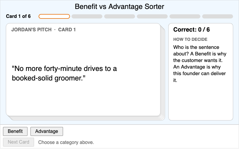 Benefit vs Advantage Sorter