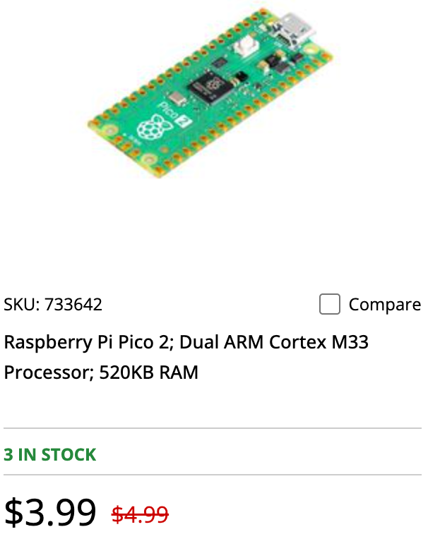 Pico 2 on MicroCenter Website