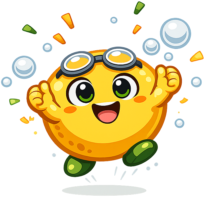 Zyme celebrating with bubbles