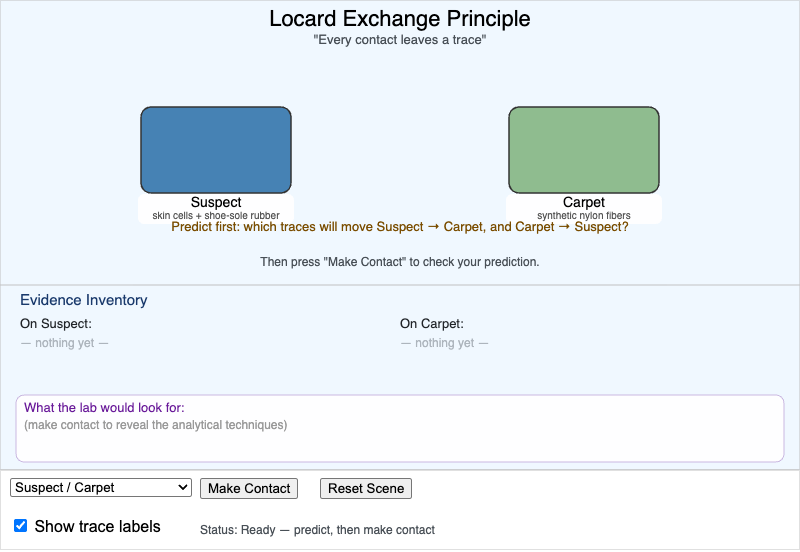 Locard Exchange Principle Visualizer