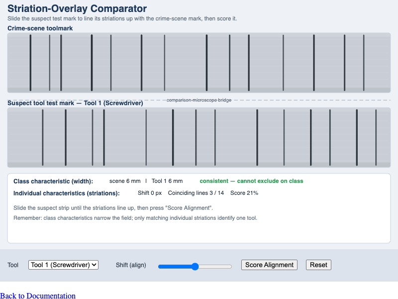 Striation-Overlay Comparator