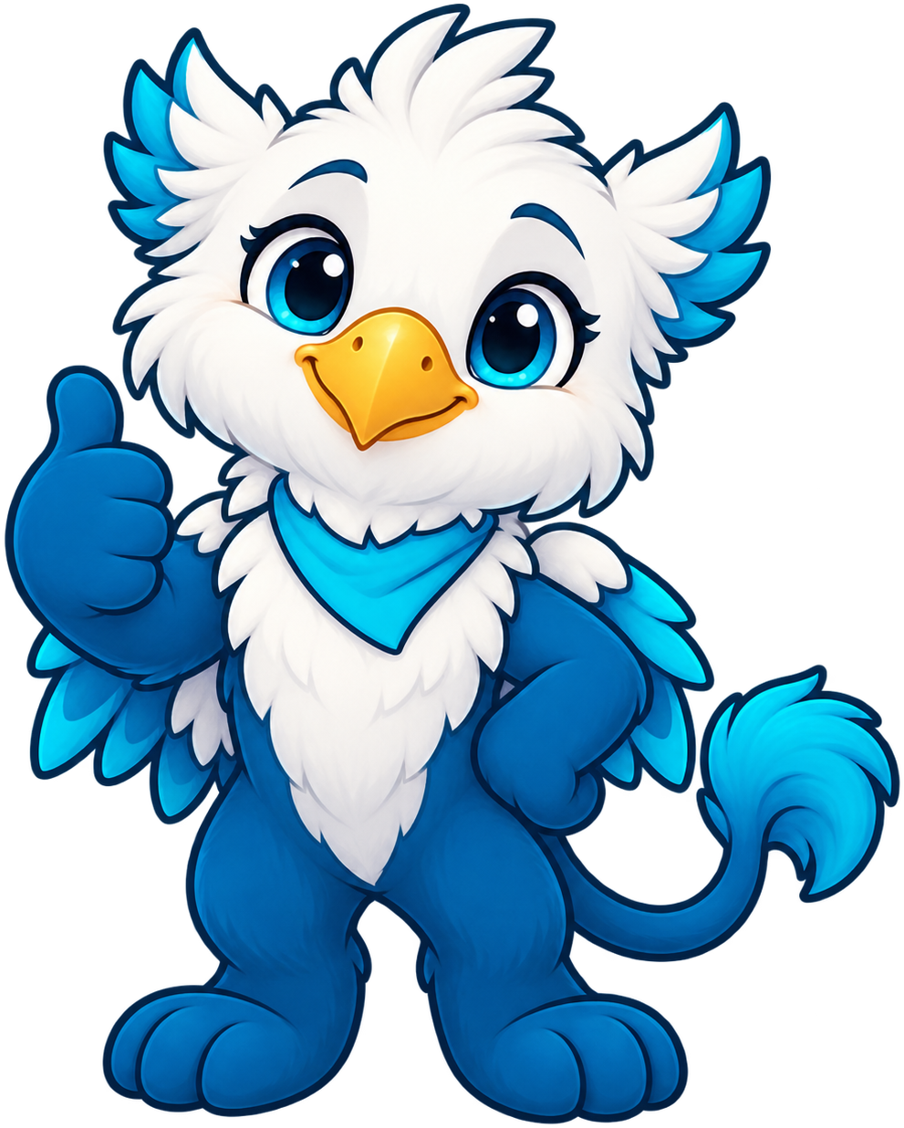 Griffin giving a thumbs-up on a white background transparency test