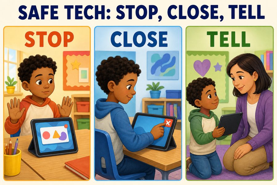 Safe Tech: Stop, Close, Tell