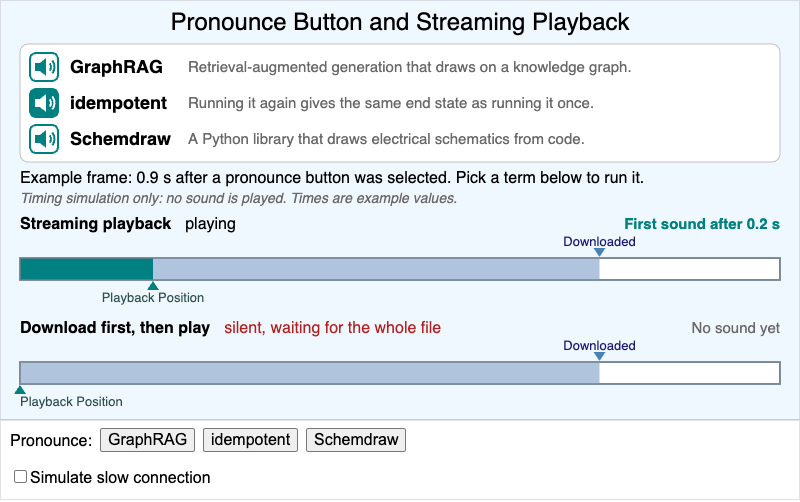 Pronounce Button and Streaming Playback