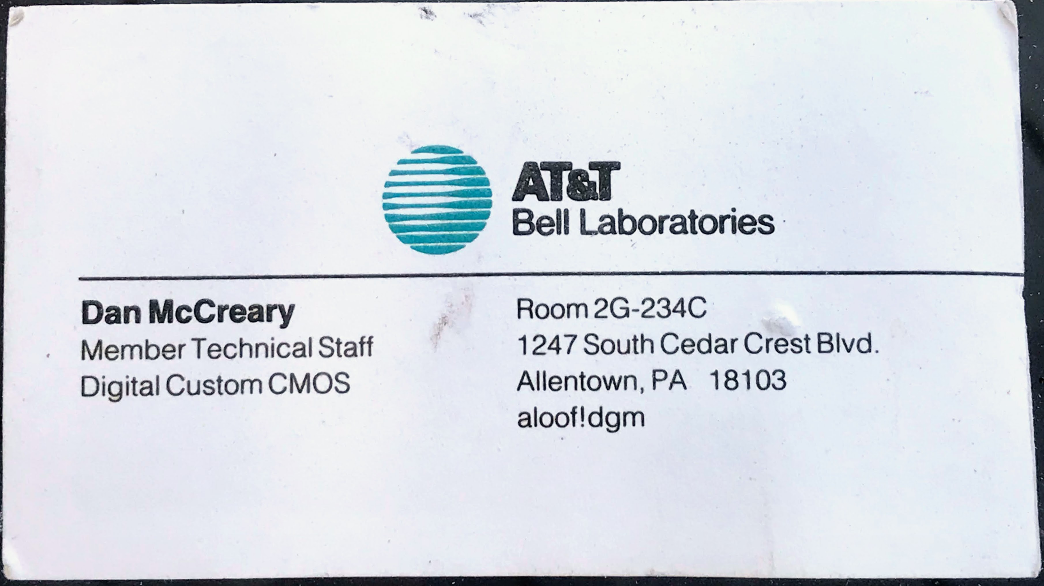 Dan McCreary Business Card 1983