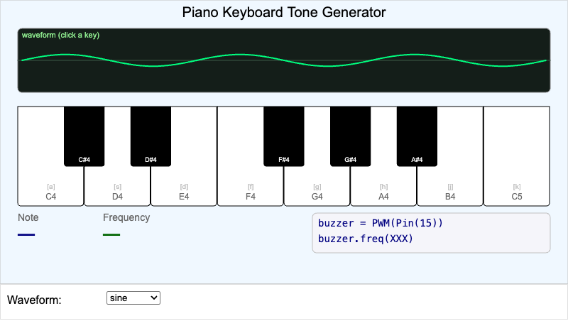 Piano Keyboard Tone Generator