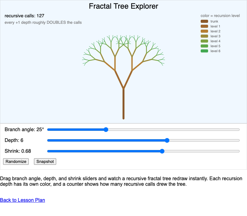 Fractal Tree Explorer