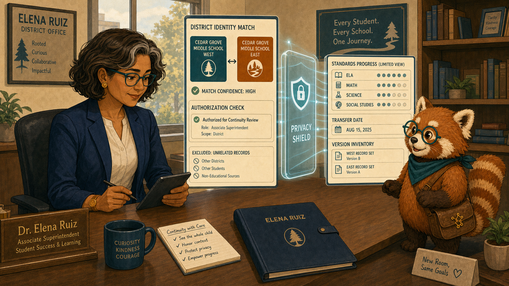 Elena reviews the transfer permissions