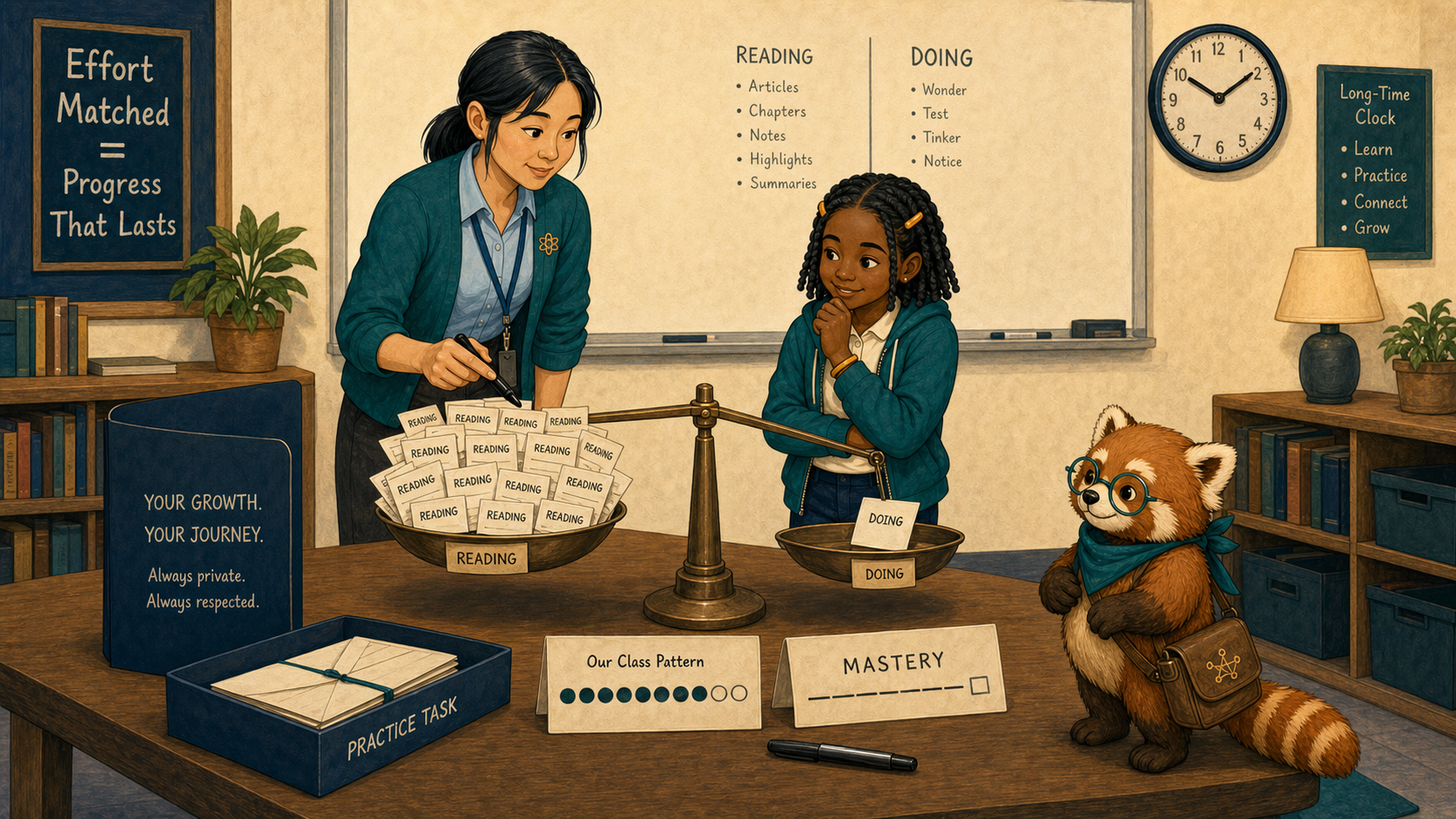 Maya compares reading time with practice opportunities
