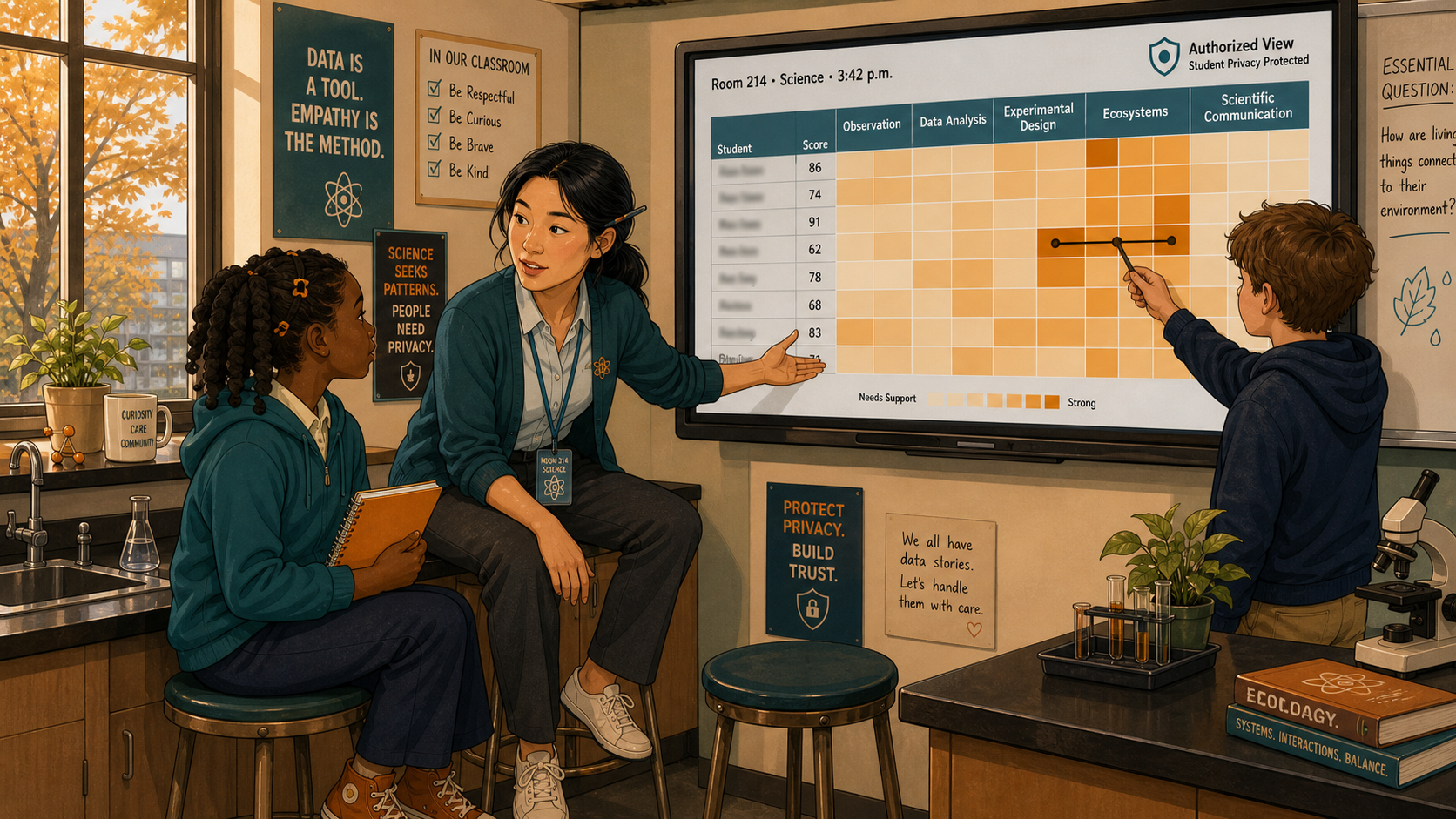Maya and Leila examine the class heatmap