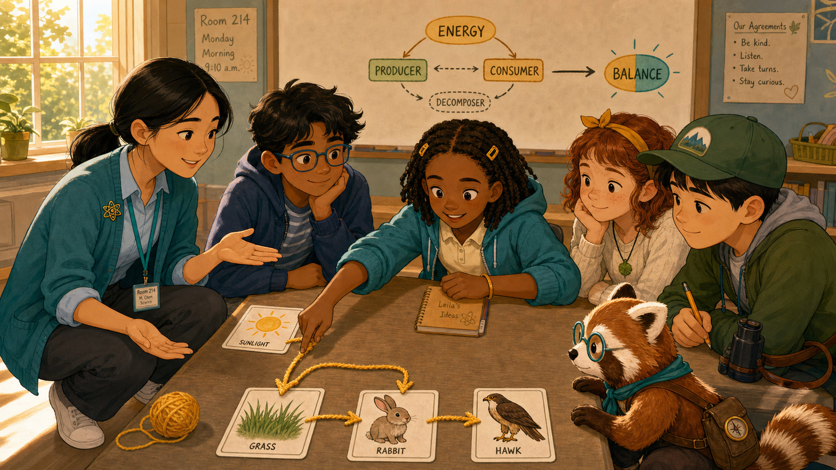 Students practice tracing energy through a food web