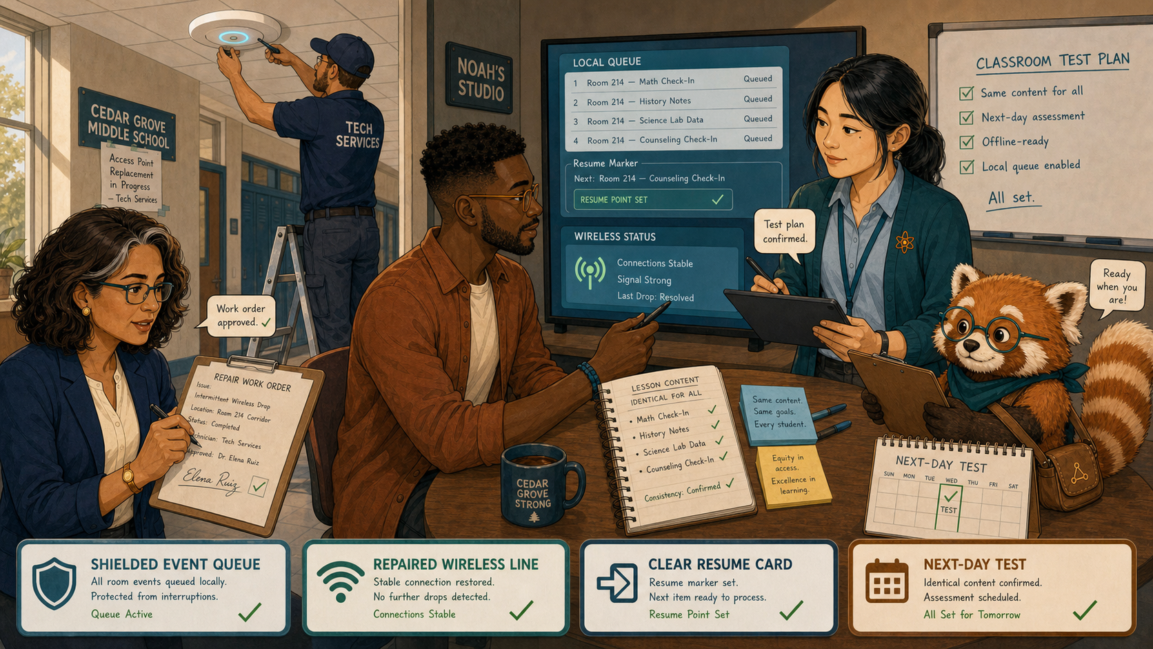 The team pairs a network repair with resilient software