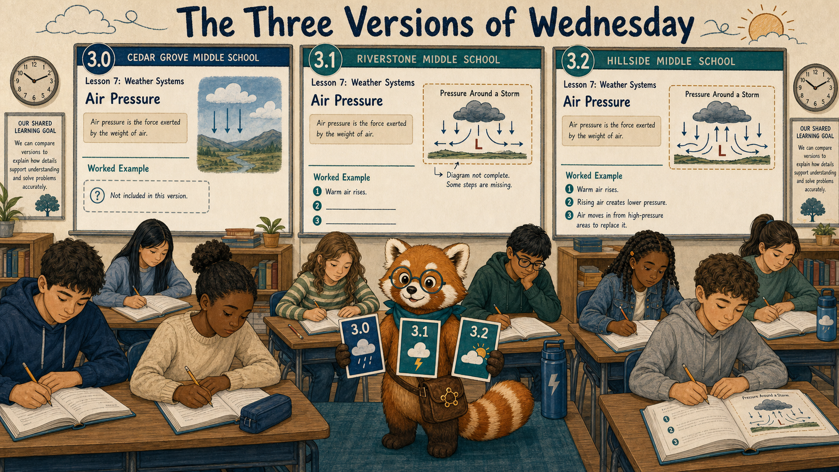 The same lesson appears in three distinct releases