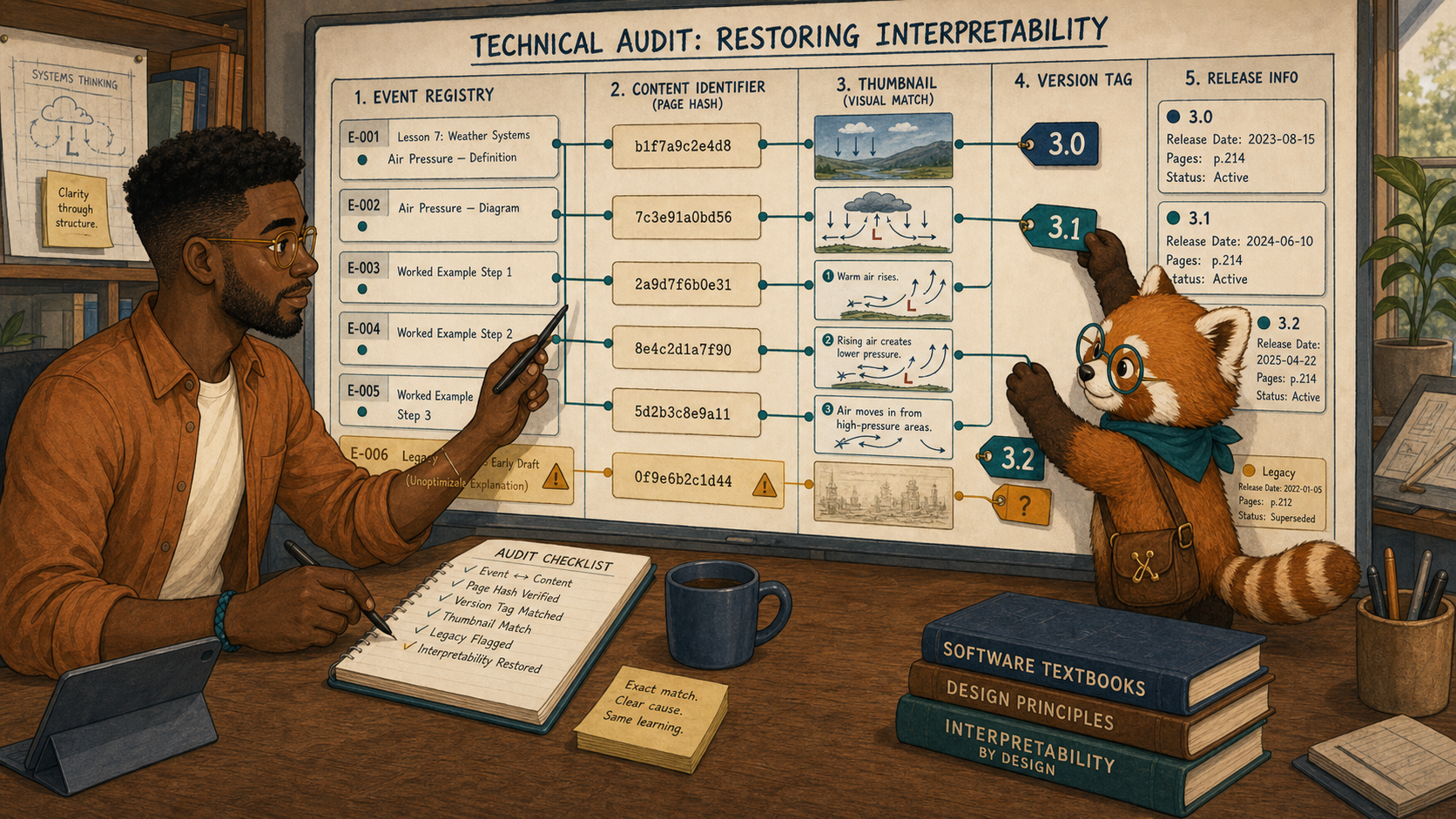 Noah verifies version metadata in learning records