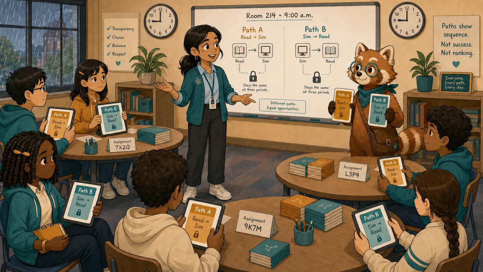 Students receive stable anonymous path assignments