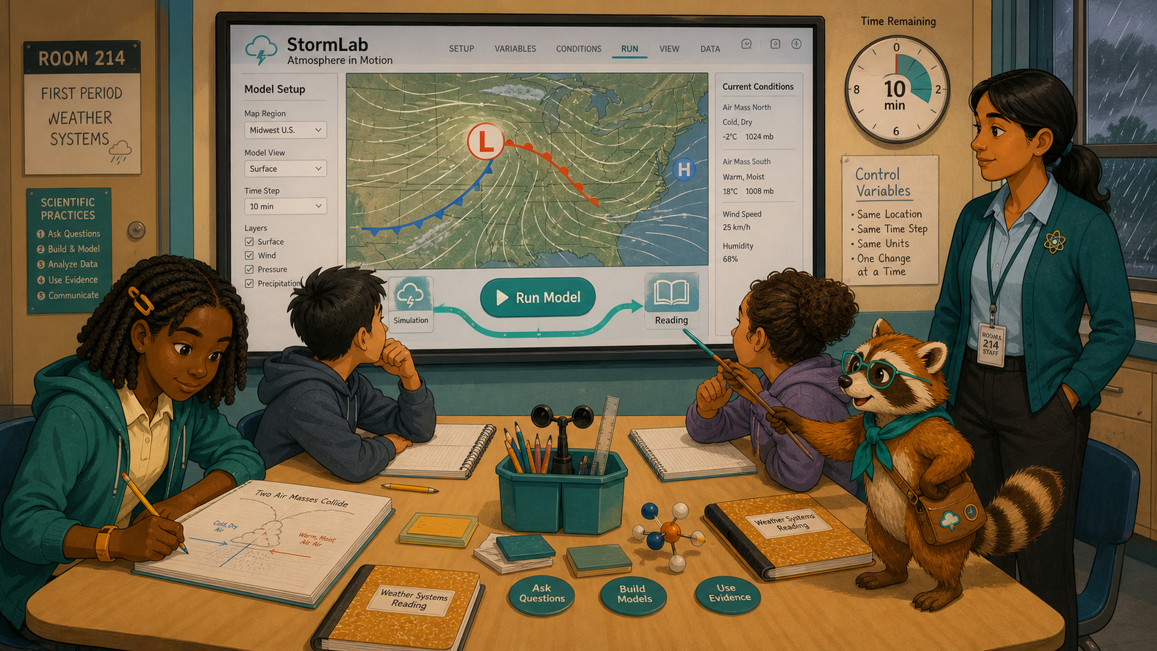 Leila explores the storm model before reading